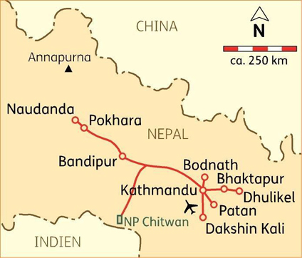Reisekarte Nepal - im Herzen des Himalaya