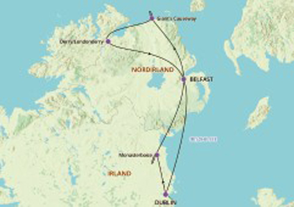 Reisekarte Auf historischen Spuren zwischen Nordirland und der Republik Irland
